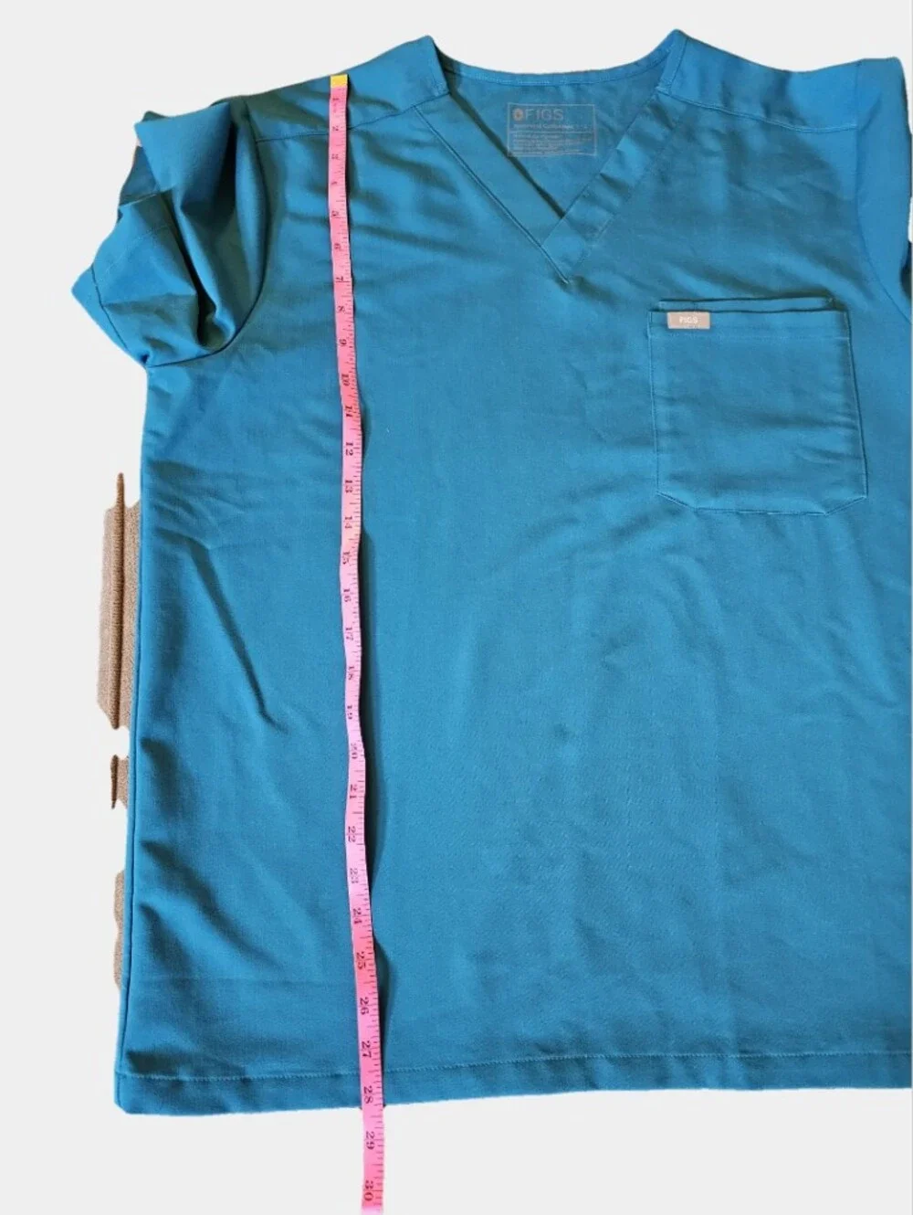 Figs Mens Leon V-Neck Short Sleeve Carribean Blue Scrub Top Size L